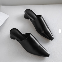 Sandales plates en cuir véritable de haute qualité pour femmes, style mules décontractées, printemps-été, couleur blanche