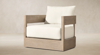 Fauteuil d'extérieur en teck, chaise longue de patio avec structure en bois massif et coussins amovibles, fauteuil simple moderne pour jardin et terrasse