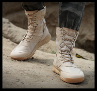 BAEWOON TB02 Bottes tactiques pour hommes en toile de haute qualité, respirantes, style désert, chaussures tactiques montantes, bottes légères et respirantes