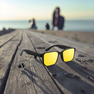 Kacamata Pintar Bluetooth tahan UV, kacamata hitam latensi rendah BT panggilan suara <span class=keywords><strong>Headset</strong></span> cerdas dapat dipakai cetakan pribadi - Product Image 3