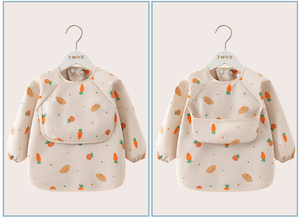 Babero Impermeable sin Mangas con Estampado Floral, Práctico para las Comidas de los Niños, con Diseño de Vestido Invertido y Bolsillo - Product Image 4