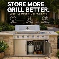 Îlot de cuisine extérieure sur mesure avec barbecue à gaz, commande par bouton, haute pression, sécurité, construction en acier inoxydable