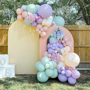 Kit d'arche de guirlande de ballons en latex macaron pastel de différentes tailles (18'', 12'', 10'', 5'') pour la décoration de fêtes d'anniversaire, de révélation du sexe et de mariages - Product Image 5