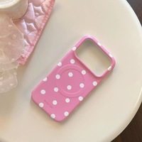 Coque de téléphone magnétique en TPU à pois mignons, givrée et souple, protection pour iPhone 14 15 16 17 Pro, design tendance