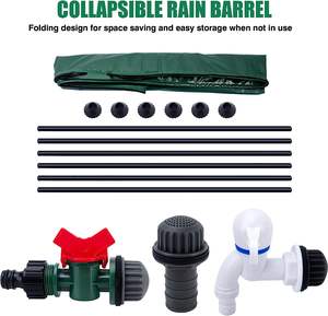 100 gallons 380L pliable baril de pluie pliable Portable réservoir de stockage d'eau baril d'eau de jardin avec drains et robinets - Product Image 4