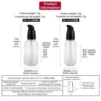 Botol Pompa Kosmetik Ukuran Perjalanan PET 50ml 80ml Custom, Botol Semprot Pompa Mini Cantik Lucu dengan Segel