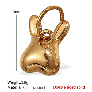 Pendentifs breloques animaux mignons en acier inoxydable plaqué or, bijoux unisexes, cadeau - Product Image 2