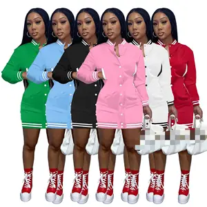 QuiteS Women Coats Winter Autumn 2023 Long Sleeve Letter Solid Color Embroidered Dress Solid Color Elastic Casual Skirt Women
