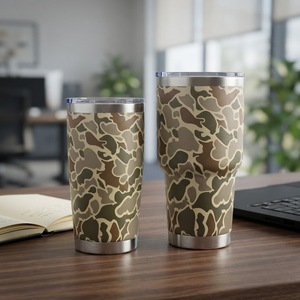 Botella de Agua Deportiva de Acero Inoxidable con Tapa, Camuflaje con Diseño de Pato, Personalizable con Logotipo, 12oz 20oz 30oz, Impresión UV 3D - Product Image 1