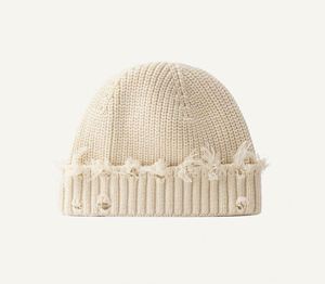 Wholesale Solid Color Unisex Winter Beanies <b>Hats</b> <b>for</b> Men Custom Knitted Distressed Design Custom Logo Promotional Use High - Product Image 3