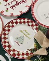Op voorraad! 8-inch en 9-inch ecovriendelijke kerstservies van massief porselein, groothandelsprijs, duurzaam keramisch serviesgoed