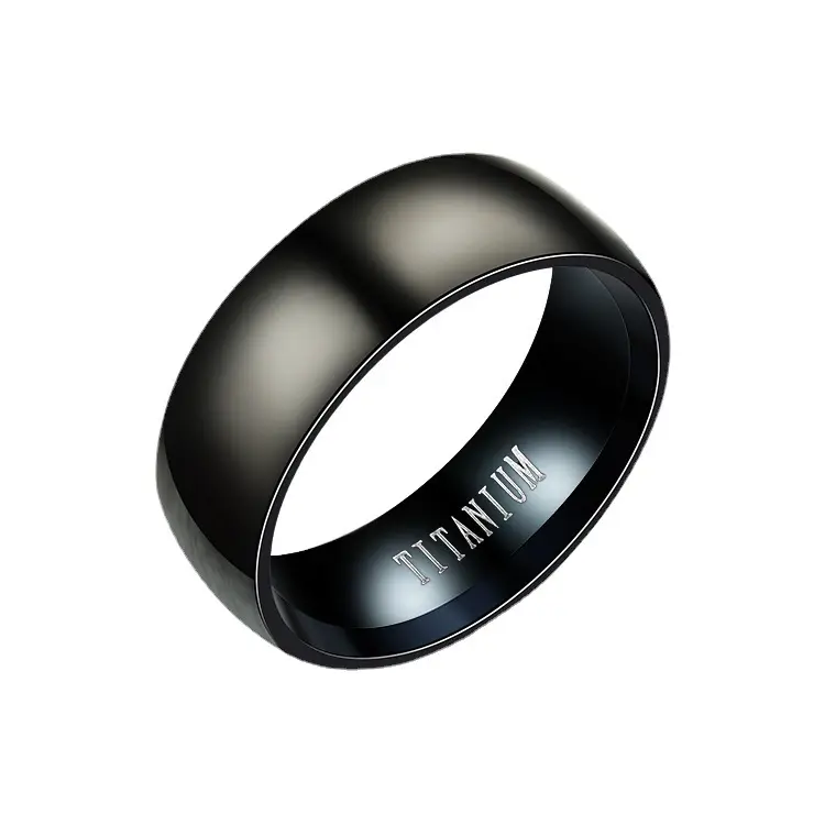 Wholesale Fashion Jewelry Custom Logo Finger Anillos Titanium Steel Mens Black Rings