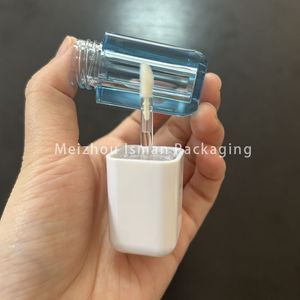 ISMAN Tube de brillant à lèvres carré court de 6 ml avec capuchon blanc, flacon de teinte à lèvres violet, rose, rouge, bleu, emballage vide pour gloss à lèvres, logo personnalisé - Product Image 3