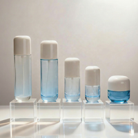Ensemble d'emballages cosmétiques à dégradé de couleurs uniques, pot à crème pour le visage vide personnalisé imprimé, flacon de lotion en verre pour soins de la peau avec pompe