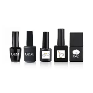 Free Sample 5ml 10ml 15ml Frosted Matte Black Empty Glass Uv Gel Nail Polish Bottle With Brush