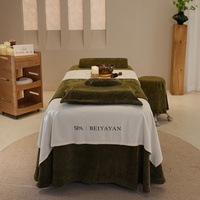 Parures de draps de luxe vert foncé pour table de massage, épaisses, pour lits de beauté, simples, pour salons et physiothérapie