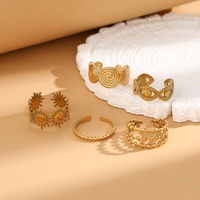 Ensemble de bagues ajustables en acier inoxydable électroplaqué, vente en gros, bagues ouvertes vintage, bijoux de mode quotidiens pour hommes et femmes