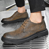Sepatu Boots Kulit Sapi Asli Ukuran Besar 38-46, Model Rendah Trendy Berkualitas Tinggi untuk Pria