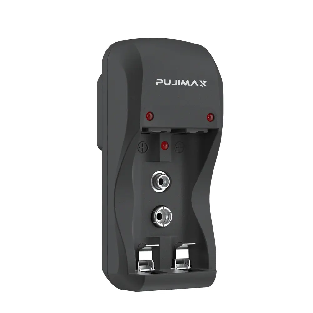 PUJIMAX New 2 Slots Aa Aaa 9v Batteries Charger Rechargeable Battery 9v Charger Nimh Nicd Battery Charger For 1.2v Aa Aaa