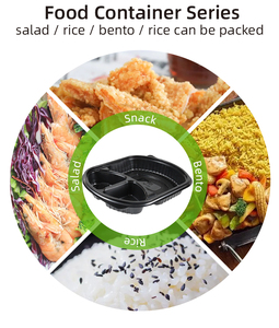Three-Grid Conjoined Plastic Blister Packaging Disposable Rectangular <strong>Lunch</strong> <strong>Box</strong> for Salad Spaghetti Rice Fruit Take-out Tray - Product Image 4