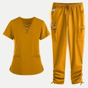 Nouveaux ensembles d'uniformes de gommage d'hôpital conception d'infirmière gommages à manches courtes femmes ensembles d'uniformes de gommages médicaux élégants - Product Image 1