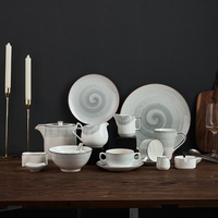Services de table de luxe en porcelaine, 24 pièces, vente en gros, vaisselle de cuisine en céramique, ensemble de vaisselle, assiettes en porcelaine blanche