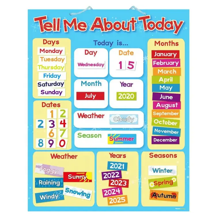 All About Today Children's educational magnetic calendar board kids classroom 