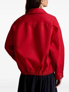 Chaqueta Leduo Personalizada para Mujer, Talla Grande, Roja, de Sarga de Algodón, con Cierre y Dobladillo Elástico - Product Image 3