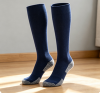 Chaussettes de football bleu marine, chaussettes de football épaisses avec semelle rembourrée pour l'entraînement sportif en équipe