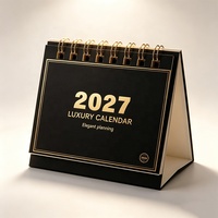 Calendrier de bureau en spirale en carton épais pour calendrier de bureau pliable, cadeau de papeterie scolaire