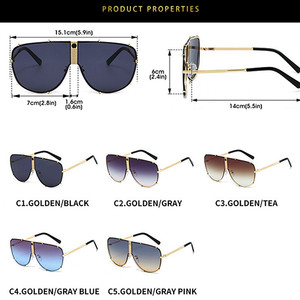 Logo personalizzato 2025 moda Vintage uomo donna grande montatura Punk occhiali da sole UV400 sfumature <span class=keywords><strong>in</strong></span> metallo occhiali da sole pilota oversize - Product Image 6