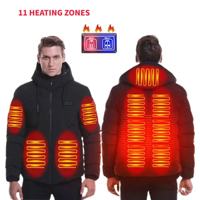 Jaket pemanas pakaian jaket hangat, pakaian olahraga musim dingin luar ruangan anti air baterai isi ulang ringan