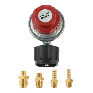 1 Kit de Válvula Reguladora de Propano de Alta Presión Ajustable QCC1 de 0-20 PSI para Tanque de GLP, Conexión de Latón con Barbilla para Manguera de 5/16" y 1/4", 1/4" NPT - Product Image 3