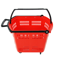 Chariot de courses écologique OFL à pousser, panier de 80 L en plastique avec roues, personnalisable OEM, poignées multicolores