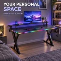 Table de jeu AOR E-Sports en fibre de carbone, bureau ergonomique avec éclairage RVB, design moderne extensible, vente en gros d'usine
