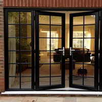 Ventanas Francesas de Aluminio a Prueba de Viento con Vidrio Esmerilado para Balcón, Casas de Alta Eficiencia Energética