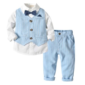 Ensemble 3 pièces chemises + gilet + pantalon à manches longues pour garçon, <span class=keywords><strong>tenue</strong></span> d'anniversaire de 1 an, bonne qualité, KBLS-019 - Product Image 5