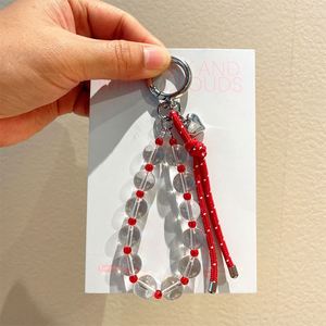 Chaîne de téléphone en corde de nylon avec perles acryliques transparentes, plaqué argent, motif cœur, pour cadeau de bijoux mignon, vente en gros - Product Image 2