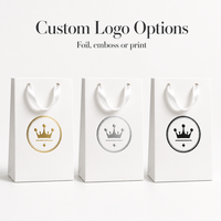 Sacs cadeaux pour petites entreprises, carton blanc personnalisé, logo en feuille d'or, poignées en ruban satiné, sacs de shopping de luxe avec logos