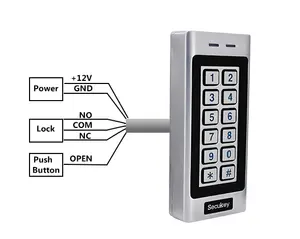 Secukey K4 Standalone Keypad Mudah Luar Ruangan EM Card Reader PIN Casing Logam dengan Keypad Backlit Pengendali Akses