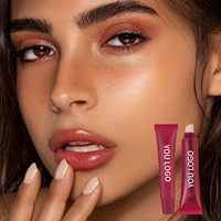 Huile à lèvres végane personnalisable avec logo, baume à lèvres hydratant longue durée, SPF, saveur fruitée, gloss à lèvres en tubes souples à marque privée