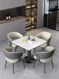 Table de jeu décontractée, table de discussion de studio, table de bière artisanale, petit <span class=keywords><strong>restaurant</strong></span>, café, bar, ensemble carré en métal minimaliste italien - Product Image 4