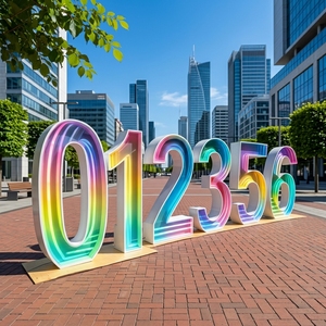 Números LED Modernos de Metal con Superficie de Espejo Colorida, Letras Luminosas Grandes de <span class=keywords><strong>4</strong></span> Pies del 0 al 9 para Decoración de Bodas, Fiestas y Eventos - Product Image 1