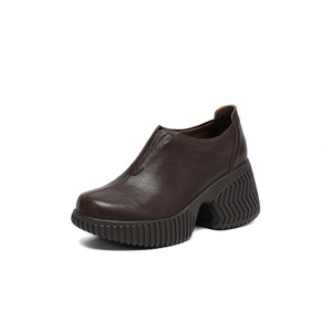 Meilleures ventes : Bottes mi-mollet décontractées en cuir de vachette pleine fleur, couleur unie, style rétro, avec ceinture décorative, antidérapantes, imperméables, à talon épais et confortable. - Product Image 2