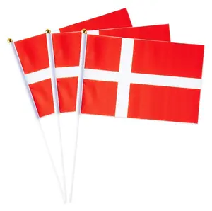 Denmark tongkat bendera Denmark kecil pegangan tangan bendera 5x8 inci