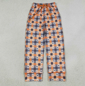 Ensemble pyjama à carreaux pour filles, robe à manches longues et pantalon, vêtements de nuit confortables, ensemble de vêtements orange - Product Image 2