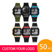 OHSEN 1810 en stock, 1 pièce, logo personnalisé, 50 pièces, fabricant OEM ODM, design de cadran de luxe, montre-bracelet numérique sportive pour homme