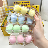 Jouet Squishy Tangyuan au Beurre Croustillant, Balle à Presser Remplie de Vaseline et Huile de Coco, Jouet de Décompression en Forme de Boule de Riz, Anti-Stress, Boîte Transparente