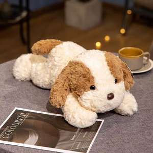 Juguete de perrito de peluche suave personalizado de alta calidad para niños Nueva cara sonriente tumbado Animal de peluche decorativo en 2 colores para elegir - Product Image 3