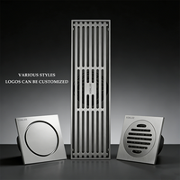 Siphon de sol carré anti-odeur personnalisé avec grille d'insertion pour carrelage et filtre, finition brossée, pour salle de bain et douche. Siphon de sol de style européen.